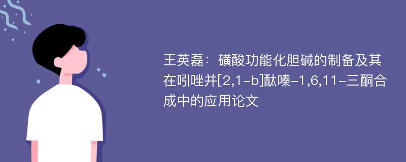 王英磊：磺酸功能化胆碱的制备及其在吲唑并[2,1-b]酞嗪-1,6,11-三酮合成中的应用论文