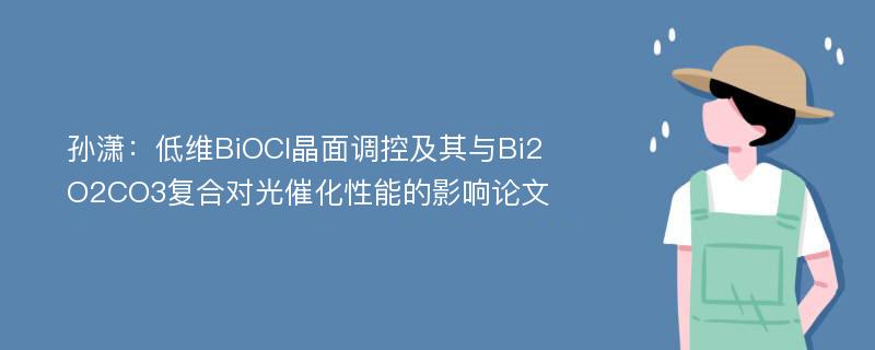 孙潇：低维BiOCl晶面调控及其与Bi2O2CO3复合对光催化性能的影响论文