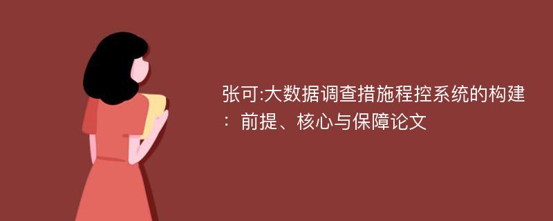 张可:大数据调查措施程控系统的构建：前提、核心与保障论文