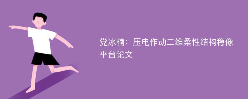 党冰楠：压电作动二维柔性结构稳像平台论文