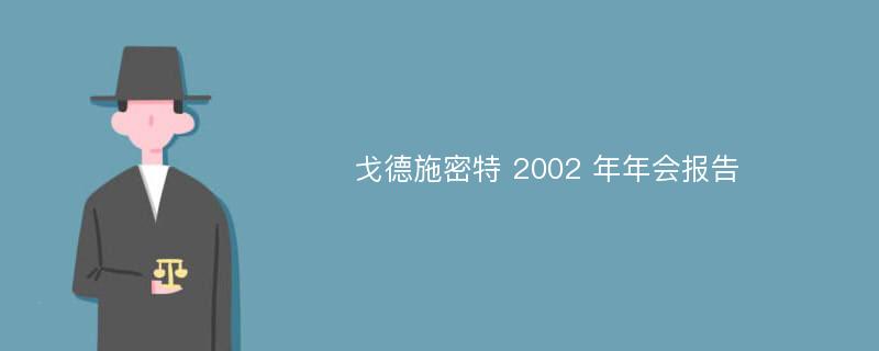 戈德施密特 2002 年年会报告