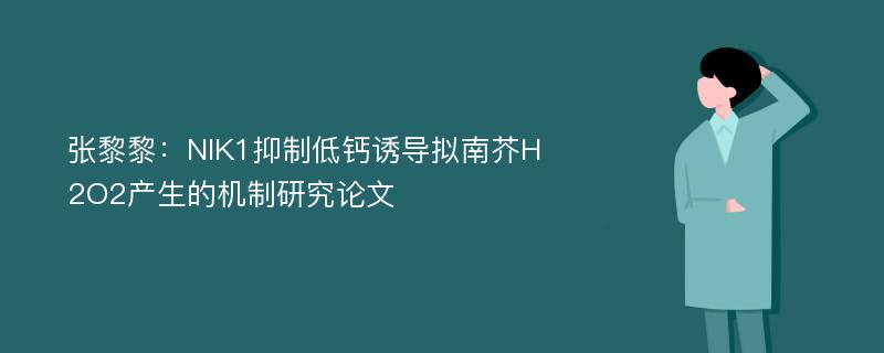 张黎黎：NIK1抑制低钙诱导拟南芥H2O2产生的机制研究论文