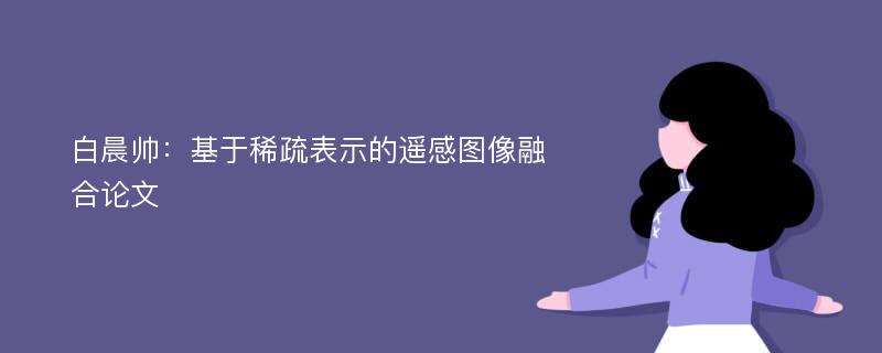 白晨帅：基于稀疏表示的遥感图像融合论文