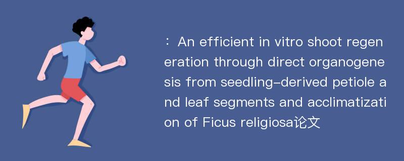 ：An efficient in vitro shoot regeneration through direct organogenesis from seedling-derived petiole and leaf segments and acclimatization of Ficus religiosa论文