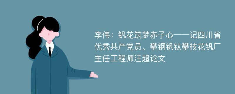 李伟：钒花筑梦赤子心——记四川省优秀共产党员、攀钢钒钛攀枝花钒厂主任工程师汪超论文