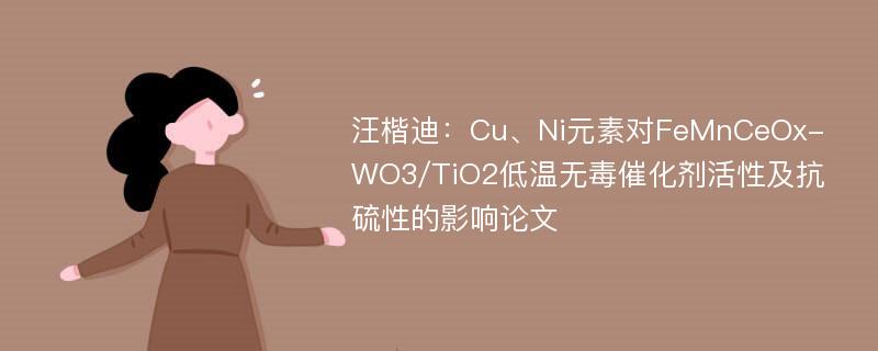 汪楷迪：Cu、Ni元素对FeMnCeOx-WO3/TiO2低温无毒催化剂活性及抗硫性的影响论文