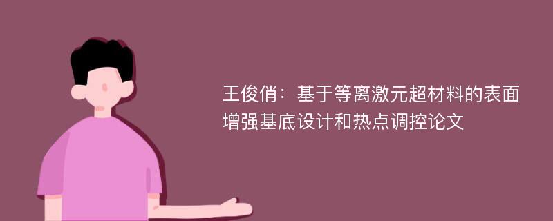 王俊俏：基于等离激元超材料的表面增强基底设计和热点调控论文