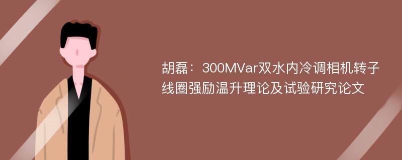 胡磊：300MVar双水内冷调相机转子线圈强励温升理论及试验研究论文