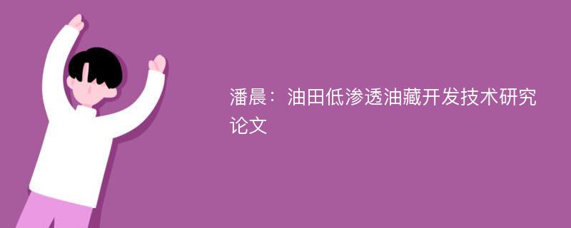 潘晨：油田低渗透油藏开发技术研究论文