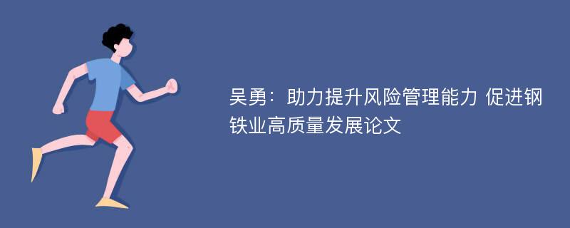 吴勇：助力提升风险管理能力 促进钢铁业高质量发展论文