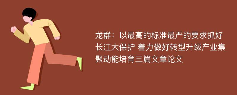 龙群：以最高的标准最严的要求抓好长江大保护 着力做好转型升级产业集聚动能培育三篇文章论文