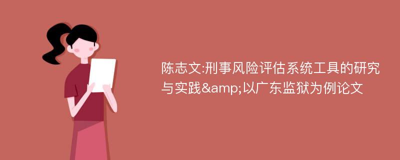 陈志文:刑事风险评估系统工具的研究与实践&以广东监狱为例论文