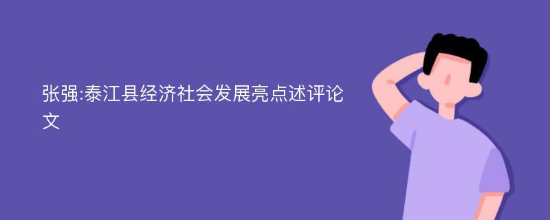 张强:泰江县经济社会发展亮点述评论文