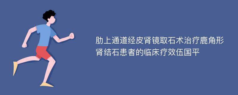 肋上通道经皮肾镜取石术治疗鹿角形肾结石患者的临床疗效伍国平