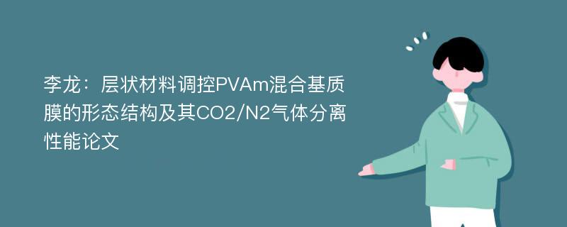 李龙：层状材料调控PVAm混合基质膜的形态结构及其CO2/N2气体分离性能论文