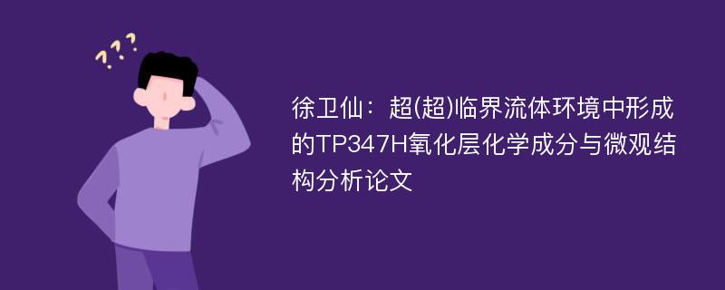 徐卫仙：超(超)临界流体环境中形成的TP347H氧化层化学成分与微观结构分析论文