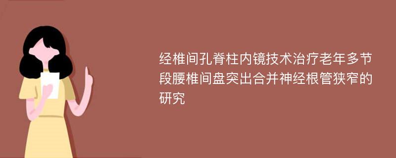 经椎间孔脊柱内镜技术治疗老年多节段腰椎间盘突出合并神经根管狭窄的研究