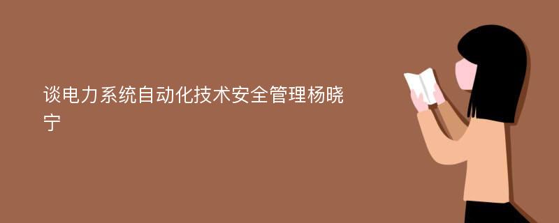 谈电力系统自动化技术安全管理杨晓宁