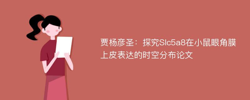 贾杨彦圣：探究Slc5a8在小鼠眼角膜上皮表达的时空分布论文