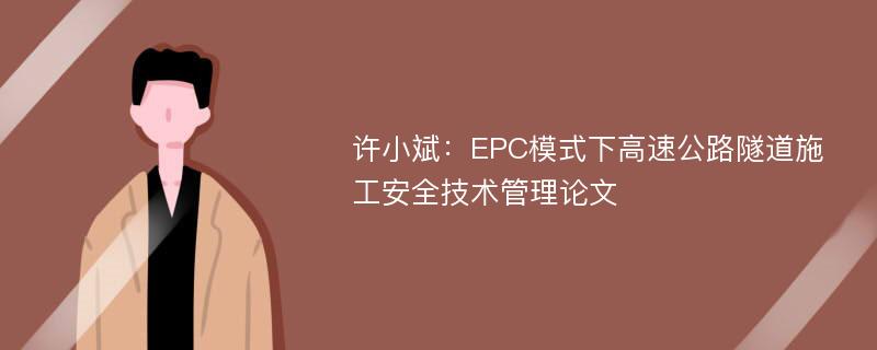 许小斌：EPC模式下高速公路隧道施工安全技术管理论文