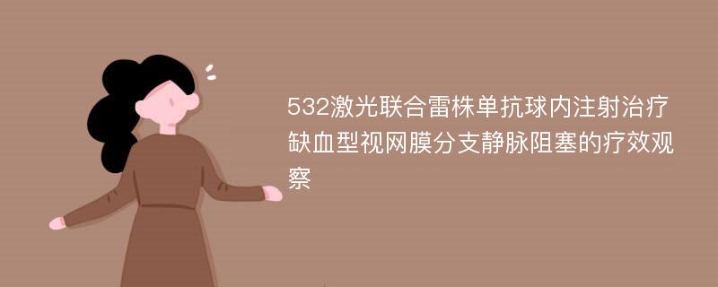 532激光联合雷株单抗球内注射治疗缺血型视网膜分支静脉阻塞的疗效观察