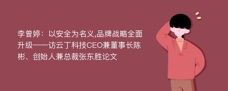 李曾婷：以安全为名义,品牌战略全面升级——访云丁科技CEO兼董事长陈彬、创始人兼总裁张东胜论文