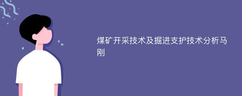 煤矿开采技术及掘进支护技术分析马刚