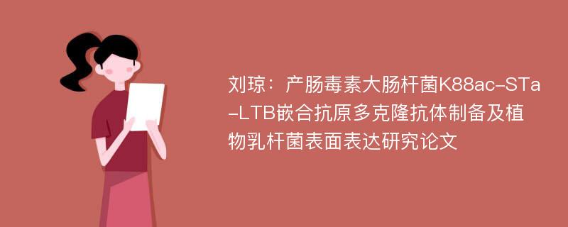 刘琼：产肠毒素大肠杆菌K88ac-STa-LTB嵌合抗原多克隆抗体制备及植物乳杆菌表面表达研究论文