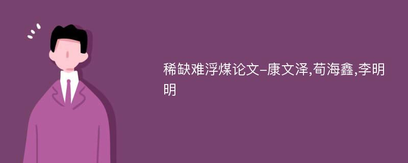 稀缺难浮煤论文-康文泽,荀海鑫,李明明