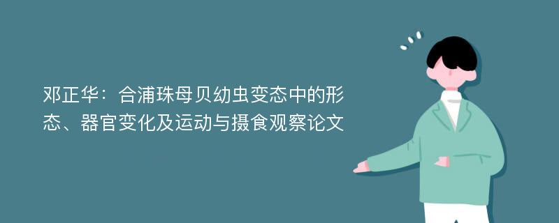 邓正华：合浦珠母贝幼虫变态中的形态、器官变化及运动与摄食观察论文