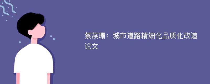 蔡燕珊：城市道路精细化品质化改造论文