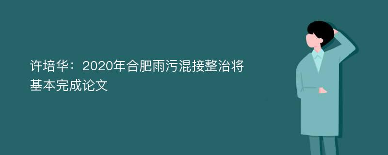 许培华：2020年合肥雨污混接整治将基本完成论文