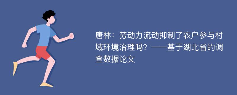 唐林：劳动力流动抑制了农户参与村域环境治理吗？——基于湖北省的调查数据论文