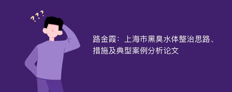 路金霞：上海市黑臭水体整治思路、措施及典型案例分析论文