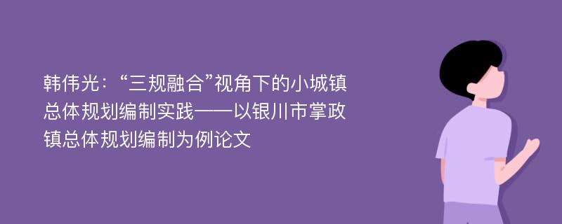 韩伟光：“三规融合”视角下的小城镇总体规划编制实践——以银川市掌政镇总体规划编制为例论文