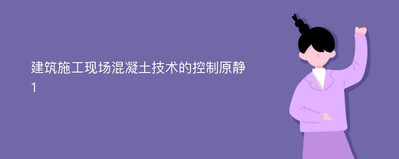 建筑施工现场混凝土技术的控制原静1